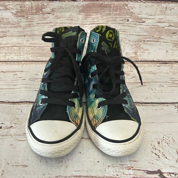 CONVERSE DC Comics Green Lantern High Top All Star Shoes Sz 2 - Picture 3 of 11